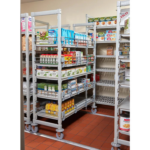 Cambro CPHU214267S4480 42" W x 21" D x 67" H Speckled Gray 4 Shelves Solid Camshelving Premium High Density Mobile Starter Unit