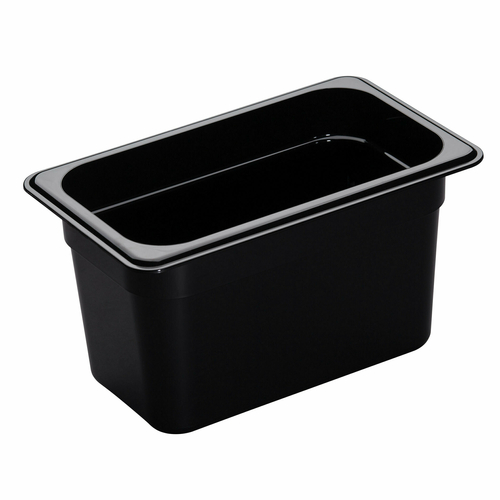 Cambro 46HP110 6" Deep Black Plastic 1/4 Size H-Pan High Heat Hot Food Pan - 6/Case