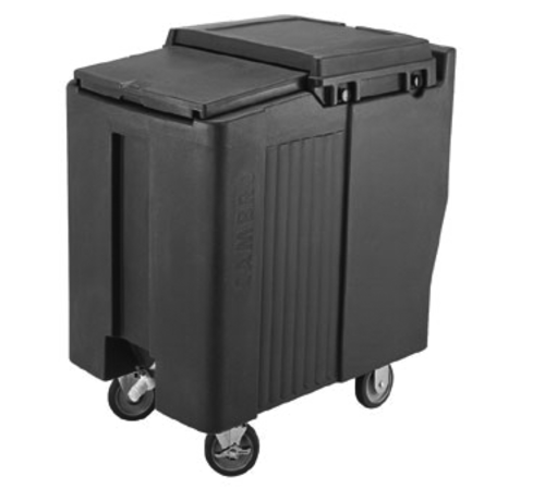 Cambro ICS125T131 125 Lb. Dark Brown Plastic Mobile SlidingLid Tall Ice Caddy