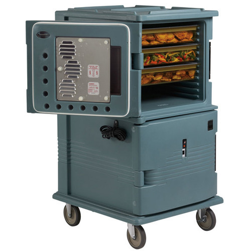 Cambro UPCH1600HD401 28.75" W x 54.50" H x 33.38" D Slate Blue Polyethylene Ultra Camcart Heated Food Pan Carrier - 110V
