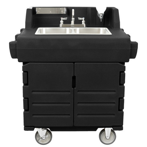 Cambro KSC402426 40.56" W x 45.50" H x 33" D Black Base with Granite Gray Polyethylene Mobile CamKiosk Hand Sink Cart - 110V