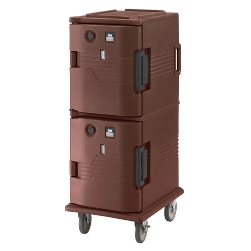 Cambro UPCH800131 20.50" W x 54" H x 27.13" D Dark Brown Polyethylene Ultra Camcart Heated Food Pan Carrier - 110V