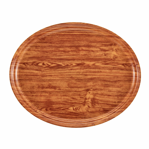 Cambro 2700309 22" x 26.875" Java Teak Fiberglass Oval Serving Camtray - 6/Case