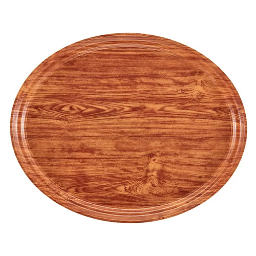 Cambro 2700309 22" x 26.875" Java Teak Fiberglass Oval Serving Camtray - 6/Case
