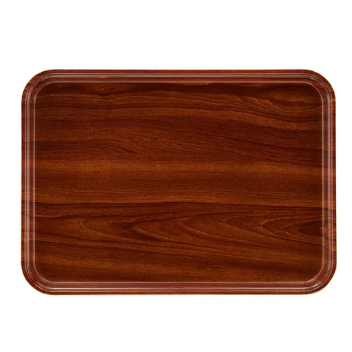 Cambro 1318308 12.63" x 17.75" x 0.69" Burma Teak Rectangular High-Impact Fiberglass Camtray - 12/Case