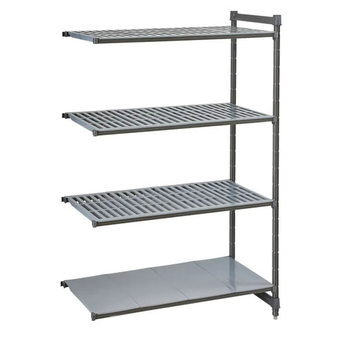 Cambro CBA243064VS4580 30" W x 64" H x 24" D Brushed Graphite Polypropylene 4 Shelves Louvered and Solid Camshelving Basics Plus Add-On Unit