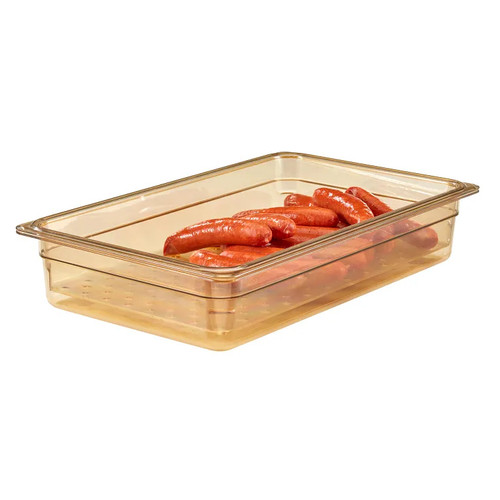 Cambro 25CLRHP150 5" Deep Amber Fits 1/2 Size Food Pans H-Pan Colander - 6/Case