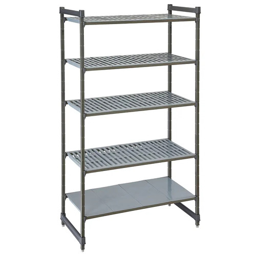 Cambro CBU214884VS5580 48" W x 21" D x 84" H Brushed Graphite Polypropylene 5 Shelves Louvered and Solid Camshelving Basics Plus Starter Unit