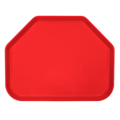 Cambro 1418TR510 14" x 18" Trapezoid Fiberglass Signal Red Camtray - 12/Case