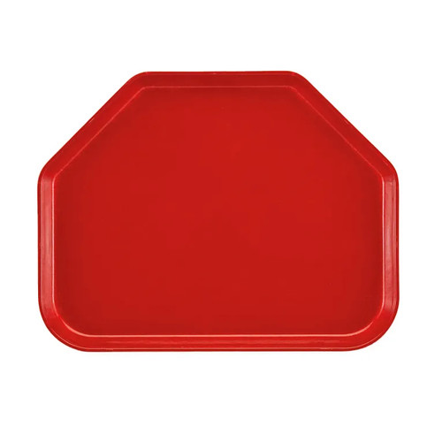 Cambro 1418TR510 14" x 18" Trapezoid Fiberglass Signal Red Camtray - 12/Case