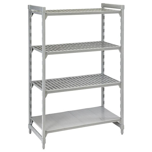 Cambro CPU244884VS4PKG 48" W x 24" D x 84" H Speckled Gray 4 Shelves Vented and Solid Camshelving Premium Starter Unit