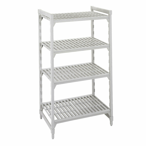Cambro CPU214264V4480 42" W x 21" D x 64" H Speckled Gray Polypropylene 4 Shelves Louvered Camshelving Premium Starter Unit