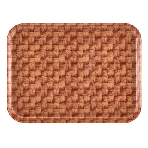 Cambro 1520302 15" x 20.25" Rectangular Fiberglass Light Basketweave Camtray - 12/Case