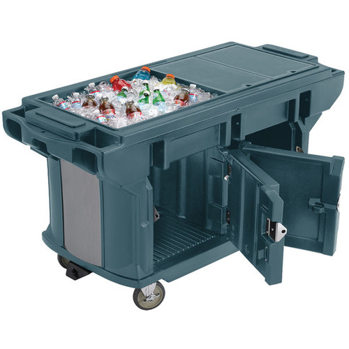 Cambro VBRUTHD6186 82"L x 27"W x 36.25"H Navy Blue Polyethylene with Foam-Injected Polyurethane 6 Ft. Unit Cold Food Versa Food Bar Work Table