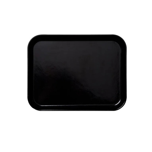 Cambro 1216CL110 12" x 16.31" Black Rectangular Fiberglass Stacking Lugs Reinforced Edges Dri-Stak Separators Camlite Tray - 12/Case