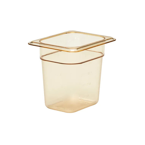 Cambro 86HP150 6" Deep Amber Plastic 1/8 Size H-Pan High Heat Hot Food Pan - 6/Case