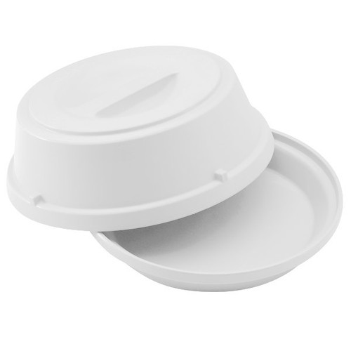 Cambro HK39148 9" Dia. Narrow Rim Polycarbonate Antique White Camwear Heat Keeper Base and Cover - 6/Case