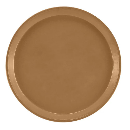 Cambro 1100508 11" Dia. Suede Brown Round Fiberglass Serving Camtray - 12/Case