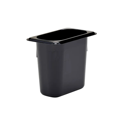 Cambro 96PHP110 6" Deep Black Plastic 1/9 Size H-Pan High Heat Hot Food Pan - 6/Case