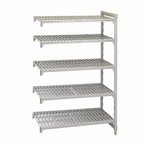 Cambro CPA184872V5480 48" W x 18" D x 72" H Speckled Gray Polypropylene 5 Shelves Louvered Camshelving Premium Add-On Unit