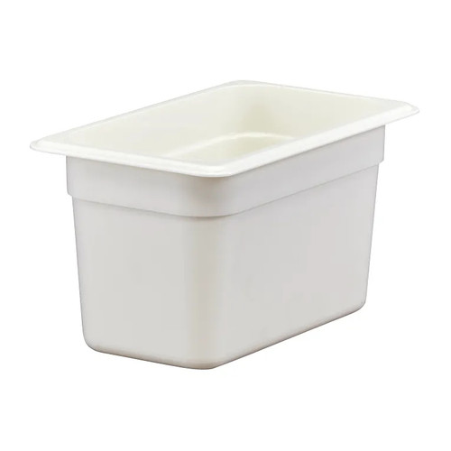 Cambro 46CW148 3.9 Qt. White Polycarbonate 1/4 Size Camwear Food Pan - 6/Case