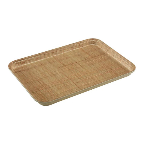 Cambro 1318204 12.63" x 17.75" x 0.69" Rattan Rectangular High-Impact Fiberglass Camtray - 12/Case