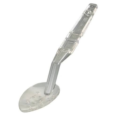 Cambro SPOP11CW135 11" Clear Polycarbonate Notched Back Hanging Hole Perforated Deli Spoon - 12/Case