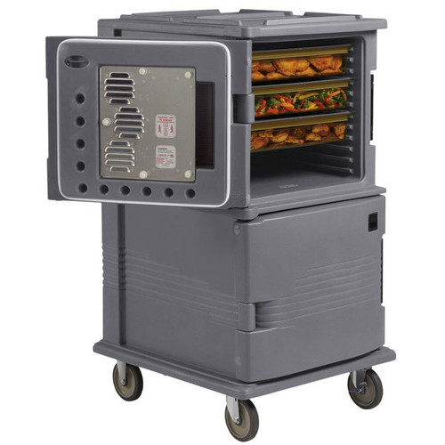 Cambro UPCHT1600HD191 28.75" W x 54.50" H x 33.38" D Granite Gray Polyethylene Ultra Camcart Heated Food Pan Carrier - 110V