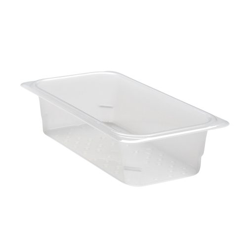 Cambro 33CLRPP190 6 15/16" x 12 3/4" x 3" Deep Amber Fits 1/3 Size Food Pans H-Pan Colander - 6/Case