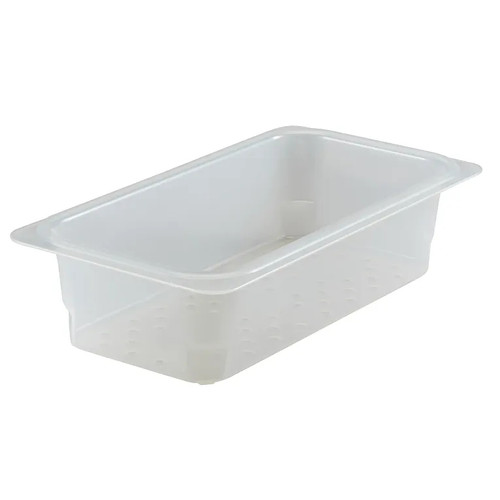 Cambro 33CLRPP190 6 15/16" x 12 3/4" x 3" Deep Amber Fits 1/3 Size Food Pans H-Pan Colander - 6/Case