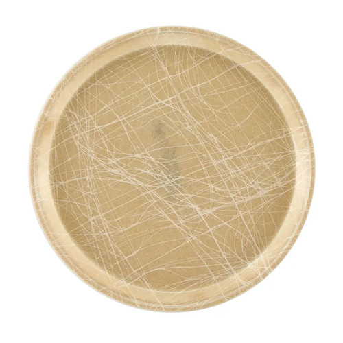 Cambro 1100214 11" Dia. Abstract Tan Round Fiberglass Serving Camtray - 12/Case