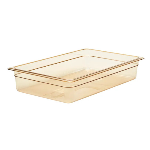 Cambro 14HP150 4" Deep Amber Plastic Full Size H-Pan High Heat Hot Food Pan