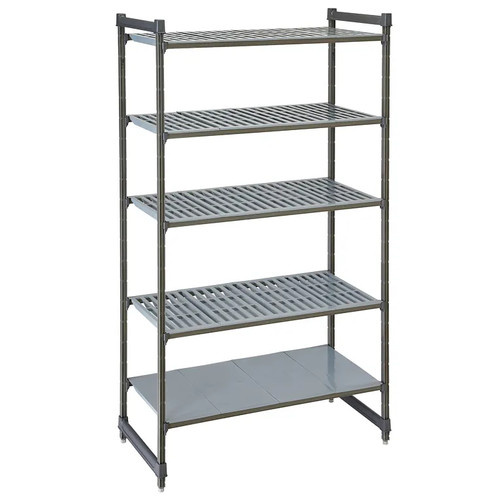 Cambro CBU216084VS5580 60" W x 21" D x 84" H Soft Gray 5 Shelves Vented and Solid Camshelving Basics Plus Starter Unit