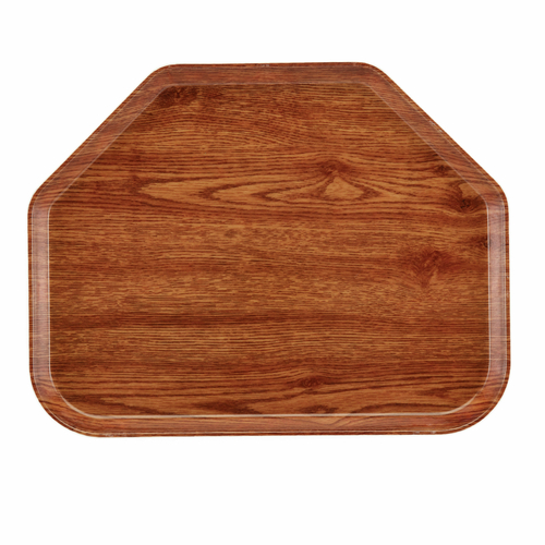 Cambro 1422TR304 14" x 22" Trapezoid Fiberglass Country Oak Camtray - 12/Case