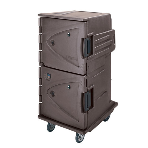 Cambro CMBHC1826TSC194 30.50" W x 64.38" H x 39" D Granite Sand Polyethylene Tall Profile Electric Camtherm Hot / Cold Cart - 110V