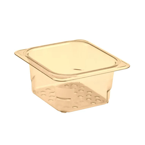Cambro 63CLRHP150 6 15/16" x 12 3/4" x 5" Deep Translucent Fits 1/6 Size Food Pans H-Pan Colander - 6/Case
