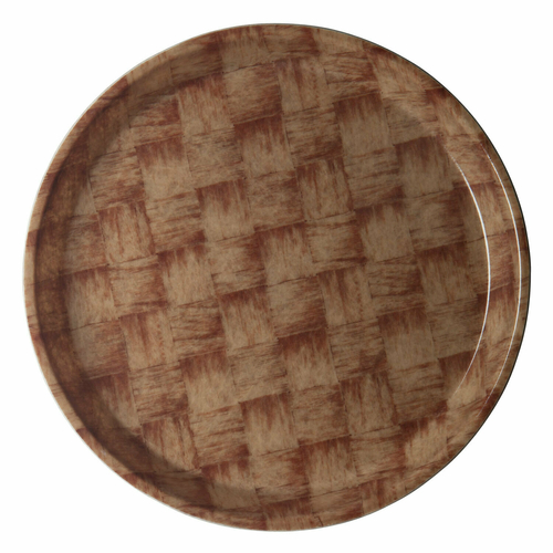 Cambro 1100301 11" Dia. Dark Basketweave Fiberglass Round Serving Camtray - 12/Case