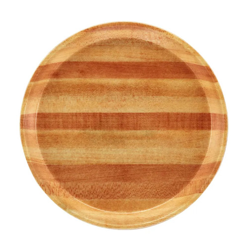 Cambro 900303 9" Dia. Light Butcher Block Fiberglass Round Serving Camtray - 12/Case