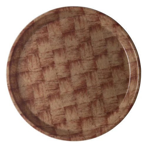 Cambro 1200301 12" Dia. Dark Basketweave Fiberglass Round Serving Camtray - 12/Case