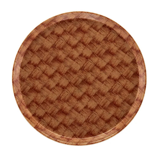 Cambro 1200301 12" Dia. Dark Basketweave Fiberglass Round Serving Camtray - 12/Case