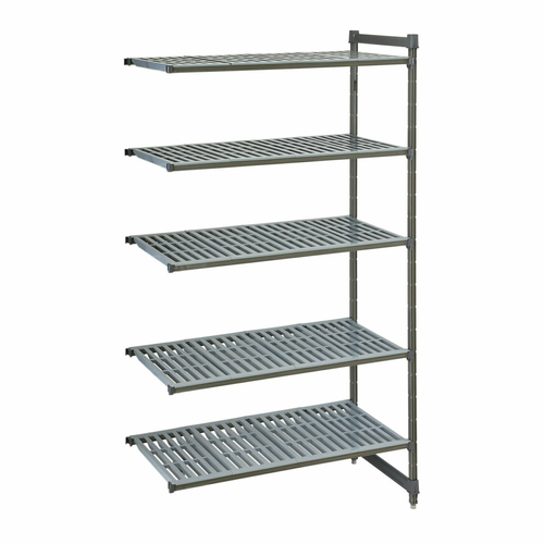 Cambro CBA213672V5580 5-Tier 600 Lbs. Capacity Per Shelf (400 Lbs. Top Shelf) Brushed Graphite Camshelving Basics Plus Add-On Unit