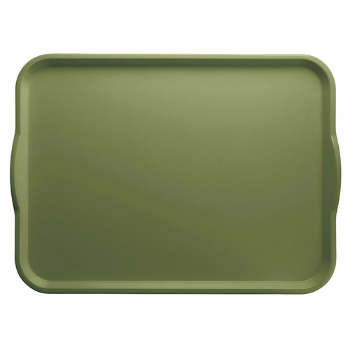 Cambro 1520H428 15" x 20" Olive Green Reinforced Fiberglass Rectangular Camtray with Handles - 12/Case