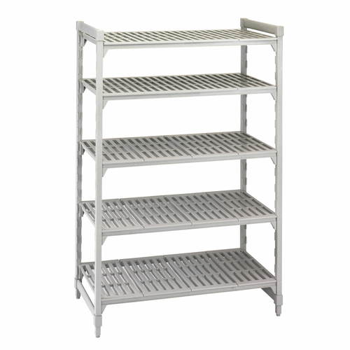 Cambro CPU244884V5PKG 48" W x 24" D x 84" H Speckled Gray Polypropylene 5 Shelves Louvered Camshelving Premium Starter Unit