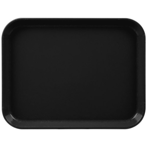 Cambro 1014CL110 10.63" x 13.75" Black Rectangular Fiberglass Stacking Lugs Reinforced Edges Dri-Stak Separators Camlite Tray - 12/Case