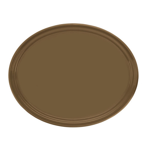 Cambro 2500513 24" x 19" Suede Brown High-Impact Fiberglass Oval Camtray - 6/Case