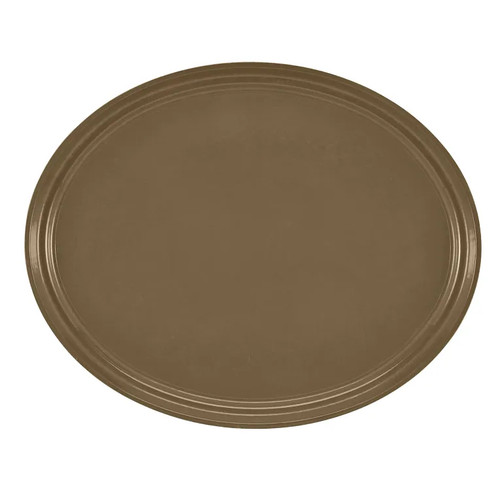 Cambro 2500513 24" x 19" Suede Brown High-Impact Fiberglass Oval Camtray - 6/Case