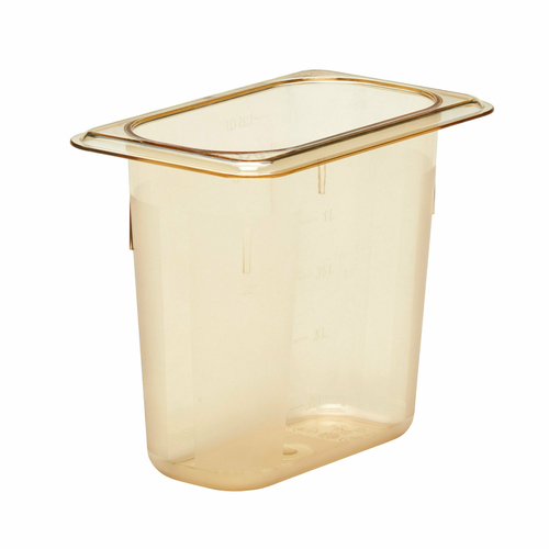 Cambro 96PHP150 6" Deep Amber Plastic 1/9 Size H-Pan High Heat Hot Food Pan - 6/Case