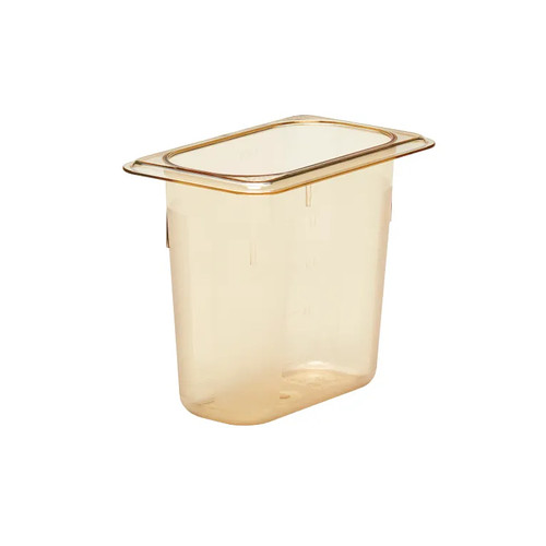 Cambro 96PHP150 6" Deep Amber Plastic 1/9 Size H-Pan High Heat Hot Food Pan - 6/Case