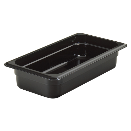 Cambro 32HP110 2 1/2" Deep Black Plastic 1/3 Size H-Pan High Heat Hot Food Pan - 6/Case
