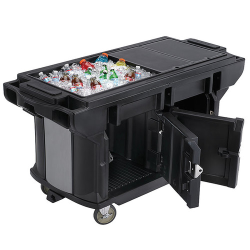 Cambro VBRUT6110 82"L x 27"W x 36.25"H Black Polyethylene with Foam-Injected Polyurethane 6 Ft. Unit Cold Food Versa Food Bar Work Table